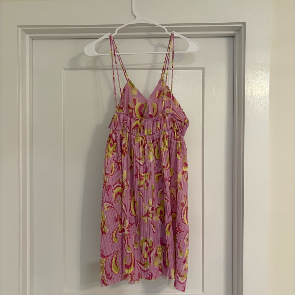 Zara Pink and Yellow Patterned Dress